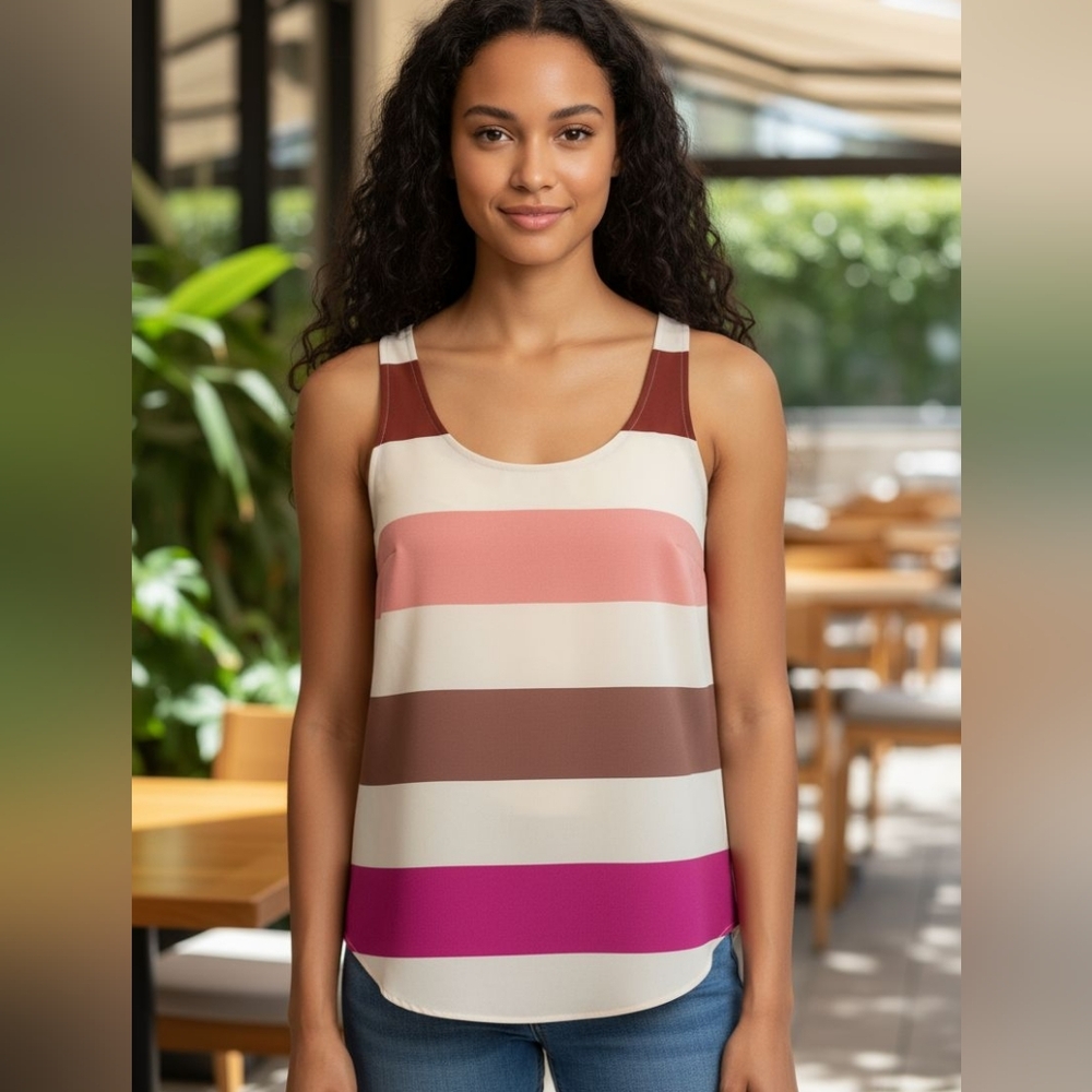 Ann Taylor Loft Women's Multicolor Striped Sleeveless Scoop Tank Top Size XS - Picture 1 of 5